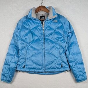 The North Face Jacket Womens Small Blue 550 Down Puffer Quilted Full Zip Winter